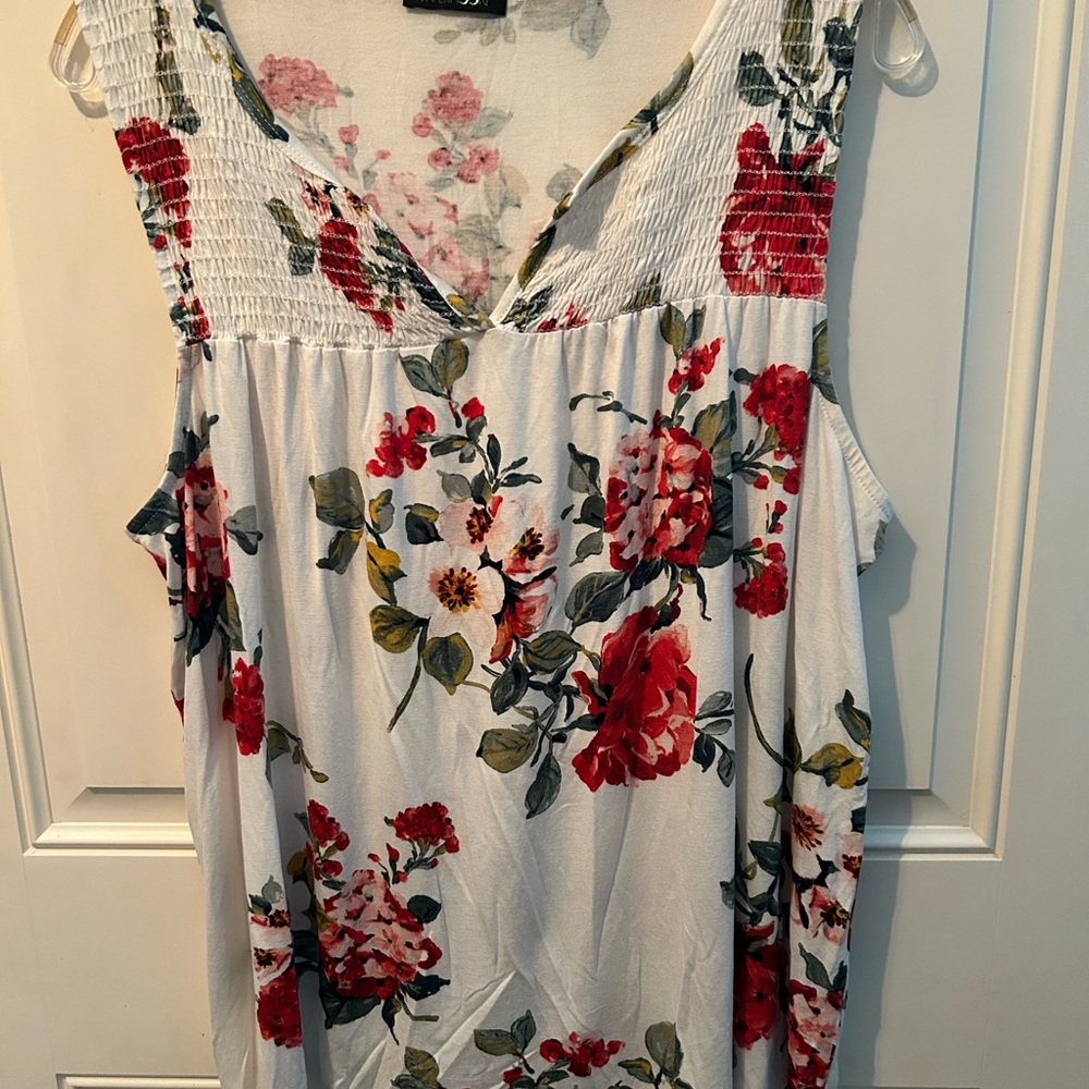 Papermoon Floral Sleeveless Blouse - Red and White